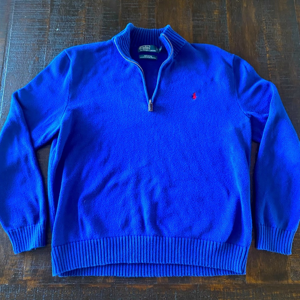 Ralph Lauren men’s XL Regular Fit Blue Quarter Zip Heavy Knit Sweater
